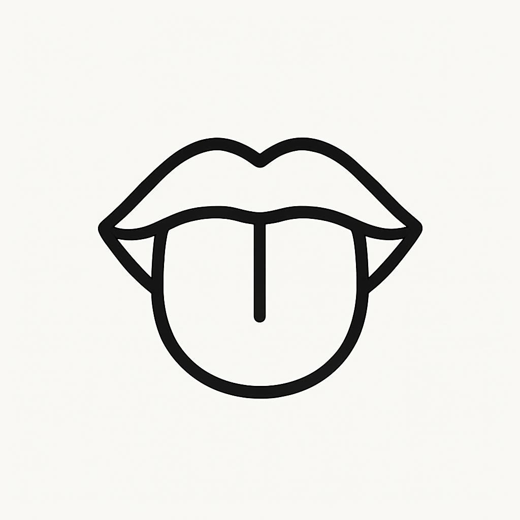 minimalistyczna, czarno-biała ikona języka na białym tle